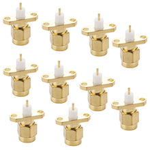 Load image into Gallery viewer, 10 PCS Gold Plated SMA Male 2 Holes Panel Mount Short Dielectric Solder Connector Adapter, SMA Male 2 Holes