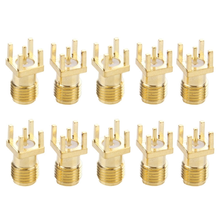 10 PCS Gold Plated SMA Female Panel Mount PCB Square Equally RF Connector Adapter, SMA Female