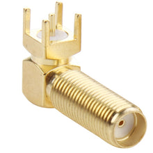 Load image into Gallery viewer, 10 PCS Gold Plated SMA Female Right Angle 90 Degrees Panel PCB Mount 4.0mm Square Connector Adapter, SMA Female Right Angle
