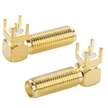 Load image into Gallery viewer, 10 PCS Gold Plated SMA Female Right Angle 90 Degrees Panel PCB Mount 4.0mm Square Connector Adapter, SMA Female Right Angle