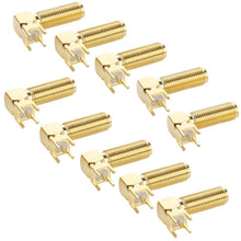 Load image into Gallery viewer, 10 PCS Gold Plated SMA Female Right Angle 90 Degrees Panel PCB Mount 4.0mm Square Connector Adapter, SMA Female Right Angle