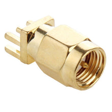 Load image into Gallery viewer, 10 PCS Gold Plated SMA Male Jack Socket PCB Edge Mount Solder 0.62 inch RF Connector Adapter, SMA Male Jack Socket
