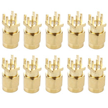 Load image into Gallery viewer, 10 PCS Gold Plated SMA Male Jack Socket PCB Edge Mount Solder 0.62 inch RF Connector Adapter, SMA Male Jack Socket