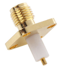 Load image into Gallery viewer, 10 PCS Gold Plated SMA Female 4 Holes Chassis Panel Mount Extended Dielectric Solder Connector Adapter, SMA Female 4 Holes