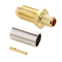 Load image into Gallery viewer, 10 PCS Gold Plated SMA Female Crimp RF Connector Adapter for RG58 / RG400 / RG142 / LMR195 Cable, Crimp RP-SMA Female