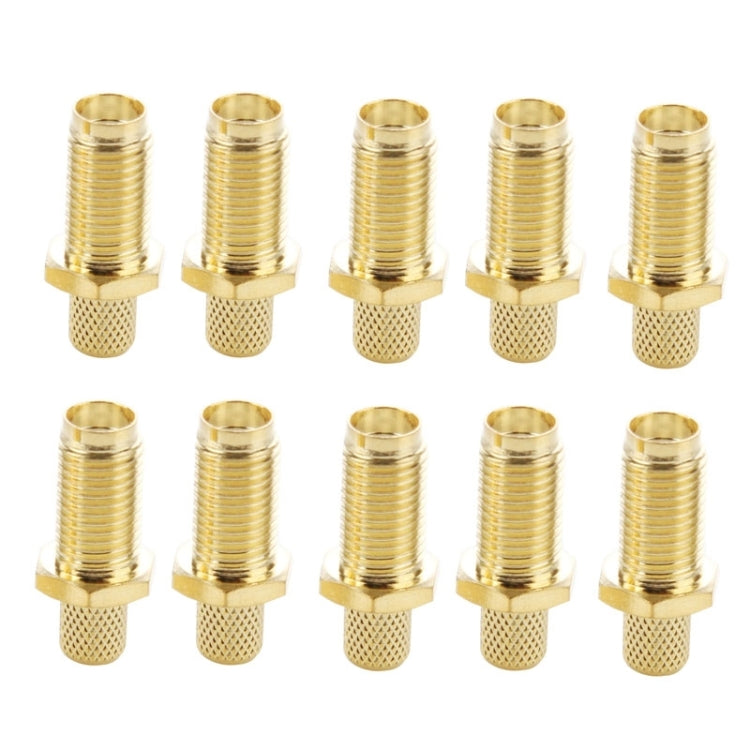 10 PCS Gold Plated SMA Female Crimp RF Connector Adapter for RG58 / RG400 / RG142 / LMR195 Cable, Crimp RP-SMA Female