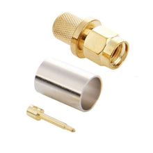 Load image into Gallery viewer, 10 PCS Gold Plated SMA Male Plug Crimp RF Connector Adapter for RG58 / RG142 / LMR195 Cable, SMA Male Plug