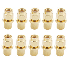 Load image into Gallery viewer, 10 PCS Gold Plated SMA Male Plug Crimp RF Connector Adapter for RG58 / RG142 / LMR195 Cable, SMA Male Plug