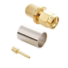 Load image into Gallery viewer, 10 PCS LMR300 5D-FB Gold Plated RP-SMA Male Plug Pin Crimp RF Connector Adapter, RP-SMA Male Plug
