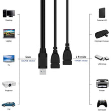 Load image into Gallery viewer, USB 2.0 Male to 2 Dual USB Female Jack Adapter Cable for Computer / Laptop, Length: About 30cm, USB 2.0 AM to 2 USB 2.0 AF