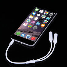 Load image into Gallery viewer, 3.5mm Male to 2 Female Plug Jack Stereo Audio Cable for iPhone 6S &amp; 6S Plus &amp; 6 &amp; 6 Plus &amp; 5, iPad Air 2 &amp; Air, Samsung, iPod Laptop, MP3, Length: 24cm, 3.5mm Male to 2 Female