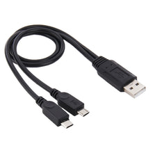 Load image into Gallery viewer, USB 2.0 Male to 2 Micro USB Male Cable, Length: About 30cm, USB 2.0 AM  to 2 Micro USB