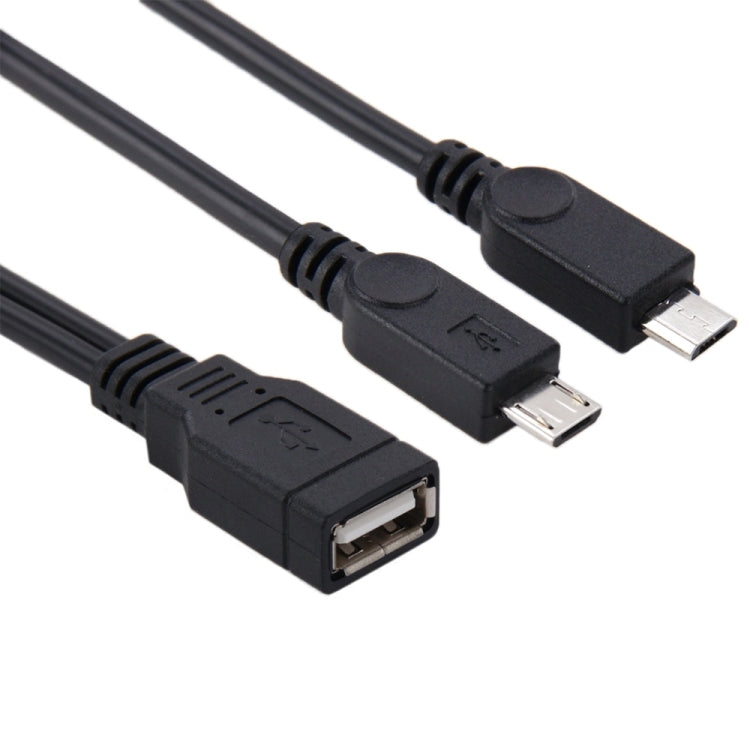 USB 2.0 Female to 2 Micro USB Male Cable, Length: About 30cm, USB 2.0 AF to 2 Micro USB