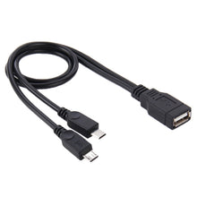 Load image into Gallery viewer, USB 2.0 Female to 2 Micro USB Male Cable, Length: About 30cm, USB 2.0 AF to 2 Micro USB