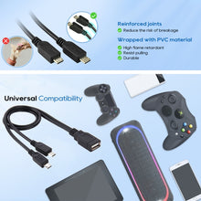 Load image into Gallery viewer, USB 2.0 Female to 2 Micro USB Male Cable, Length: About 30cm, USB 2.0 AF to 2 Micro USB