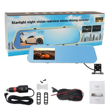 Load image into Gallery viewer, Full HD 1080P 4.3 inch Screen Display Dual Camera Vehicle DVR, 140 Degree Wide Angle Viewing, Support Night Vision / Parking Monitoring / Loop Recording / Motion Detection / G-Sensor / TF Card, 4.3 inch