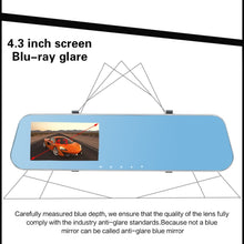 Load image into Gallery viewer, Full HD 1080P 4.3 inch Screen Display Dual Camera Vehicle DVR, 140 Degree Wide Angle Viewing, Support Night Vision / Parking Monitoring / Loop Recording / Motion Detection / G-Sensor / TF Card, 4.3 inch