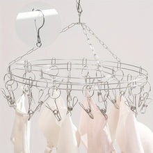 Load image into Gallery viewer, Round Stainless Steel Clothes Clip Hanger with 20 Clips, 20 Clips Hanger