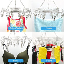 Load image into Gallery viewer, Round Stainless Steel Clothes Clip Hanger with 20 Clips, 20 Clips Hanger