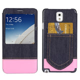 Jeans Style Flip Leather Case with Credit Card Slots & Call Display ID for Galaxy Note III / N9000
