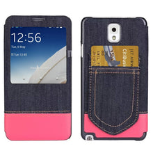 Load image into Gallery viewer, Jeans Style Flip Leather Case with Credit Card Slots &amp; Call Display ID for Galaxy Note III / N9000