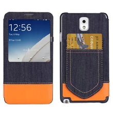 Load image into Gallery viewer, Jeans Style Flip Leather Case with Credit Card Slots &amp; Call Display ID for Galaxy Note III / N9000