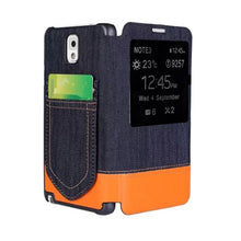 Load image into Gallery viewer, Jeans Style Flip Leather Case with Credit Card Slots &amp; Call Display ID for Galaxy Note III / N9000