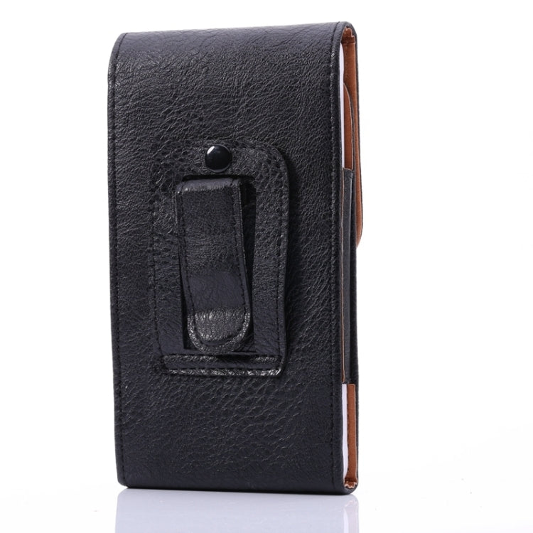 Universal 5 inch Vertical Style Litchi Texture Leather Case / Waist Bag with Back Splint for iPhone X , Galaxy S7 / S6 / S5