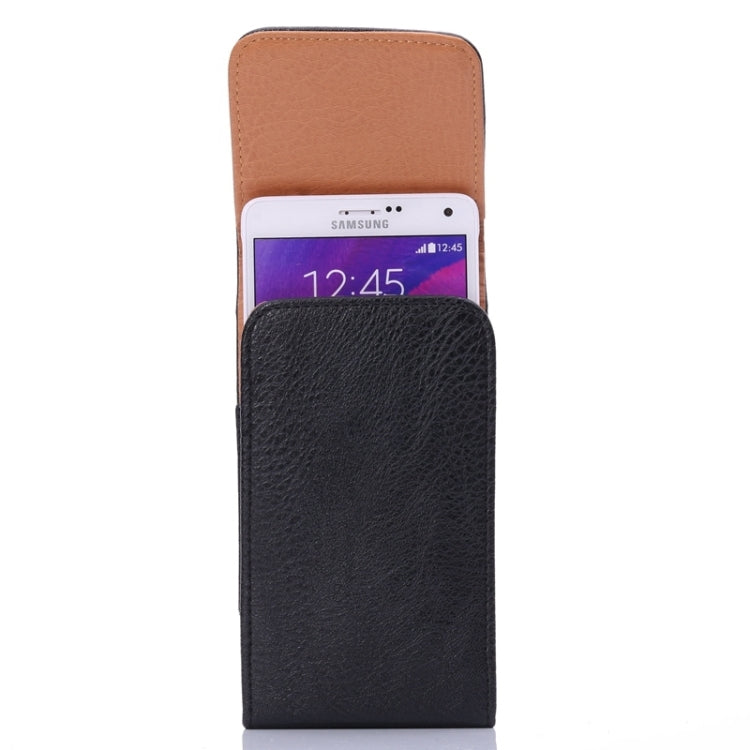 Universal 5 inch Vertical Style Litchi Texture Leather Case / Waist Bag with Back Splint for iPhone X , Galaxy S7 / S6 / S5
