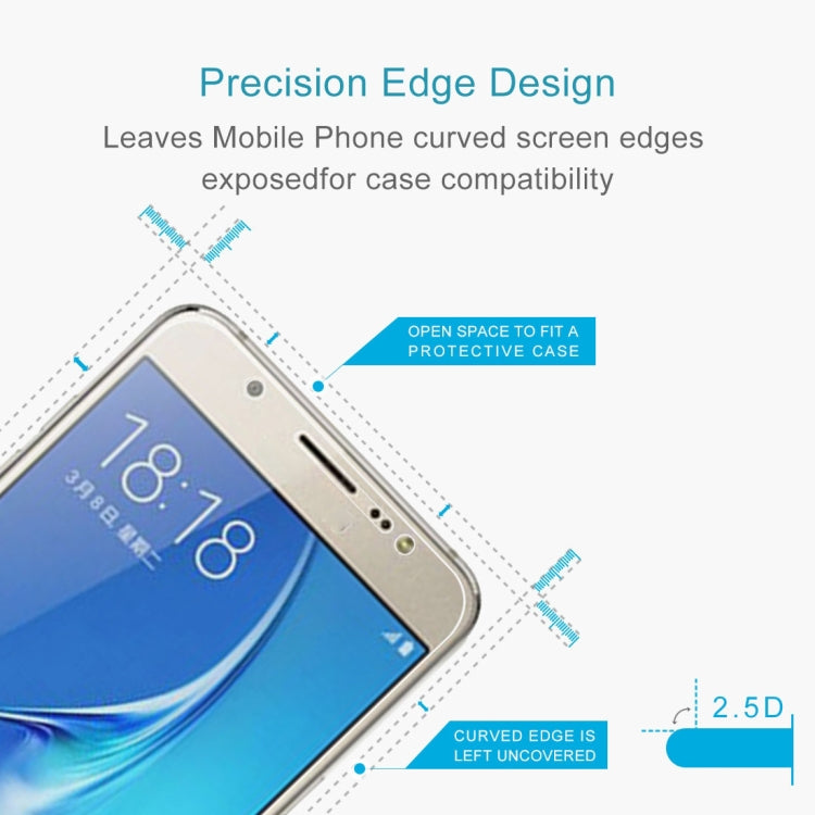 50 PCS HAWEEL 0.26mm 9H+ Surface Hardness 2.5D Explosion-proof Tempered Glass Film for Galaxy J7 / J700