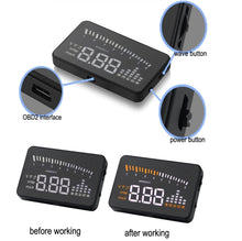 Load image into Gallery viewer, X5 HUD 3 inch Universal Multi Car Head Up Display with OBDII EOBD System, Light Sensors, Rotation Speed, Rotation Speed Unit, Unit Mark, Voltage, Water Temperature, Alarm mark, X5 HUD 3 inch