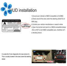 Load image into Gallery viewer, X5 HUD 3 inch Universal Multi Car Head Up Display with OBDII EOBD System, Light Sensors, Rotation Speed, Rotation Speed Unit, Unit Mark, Voltage, Water Temperature, Alarm mark, X5 HUD 3 inch
