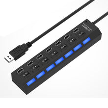 Load image into Gallery viewer, 7 Ports USB Hub 2.0 USB Splitter High Speed 480Mbps with ON/OFF Switch / 7 LEDs, 7 Ports (White), 7 Ports (Black)