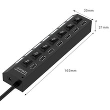 Load image into Gallery viewer, 7 Ports USB Hub 2.0 USB Splitter High Speed 480Mbps with ON/OFF Switch / 7 LEDs, 7 Ports (White), 7 Ports (Black)