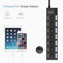 Load image into Gallery viewer, 7 Ports USB Hub 2.0 USB Splitter High Speed 480Mbps with ON/OFF Switch / 7 LEDs, 7 Ports (White), 7 Ports (Black)