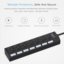 Load image into Gallery viewer, 7 Ports USB Hub 2.0 USB Splitter High Speed 480Mbps with ON/OFF Switch / 7 LEDs, 7 Ports (White), 7 Ports (Black)