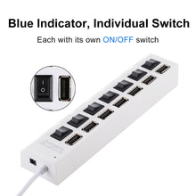 Load image into Gallery viewer, 7 Ports USB Hub 2.0 USB Splitter High Speed 480Mbps with ON/OFF Switch / 7 LEDs, 7 Ports (White), 7 Ports (Black)