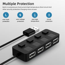 Load image into Gallery viewer, 4 Ports USB 2.0 HUB with 4 Switch, 4 Ports with 4 Switch (Black), 4 Ports with 4 Switch (White)