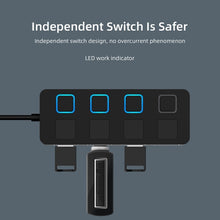 Load image into Gallery viewer, 4 Ports USB 2.0 HUB with 4 Switch, 4 Ports with 4 Switch (Black), 4 Ports with 4 Switch (White)