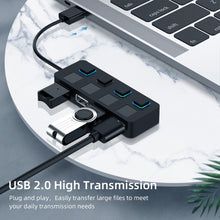 Load image into Gallery viewer, 4 Ports USB 2.0 HUB with 4 Switch, 4 Ports with 4 Switch (Black), 4 Ports with 4 Switch (White)