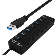Load image into Gallery viewer, 7 Ports USB 3.0 Hub with Individual Switches for each Data Transfer Ports, 7 Ports (White), 7 Ports (Black)