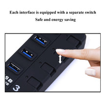 Load image into Gallery viewer, 7 Ports USB 3.0 Hub with Individual Switches for each Data Transfer Ports, 7 Ports (White), 7 Ports (Black)
