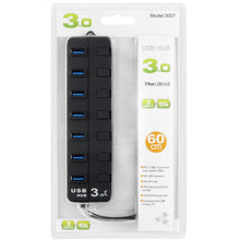 Load image into Gallery viewer, 7 Ports USB 3.0 Hub with Individual Switches for each Data Transfer Ports, 7 Ports (White), 7 Ports (Black)