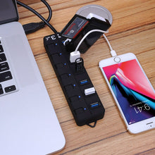 Load image into Gallery viewer, 7 Ports USB 3.0 Hub with Individual Switches for each Data Transfer Ports, 7 Ports (White), 7 Ports (Black)