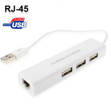 Load image into Gallery viewer, 1 Port USB Network With 3 Port USB Hub To Female RJ45 Ethernet Lan Adapter Card, USB 2.0