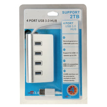 Load image into Gallery viewer, High Speed 5Gbps 4 Ports USB 3.0 HUB Portable Aluminum USB Splitter, Support 2TB, 4 Ports (Silver)