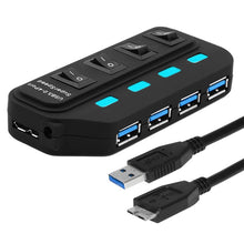 Load image into Gallery viewer, 4 Ports USB 3.0 Hub with Individual Switches for each Data Transfer Ports