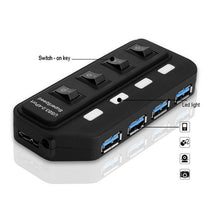 Load image into Gallery viewer, 4 Ports USB 3.0 Hub with Individual Switches for each Data Transfer Ports