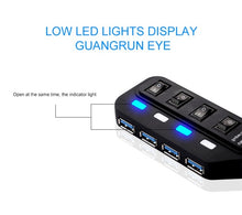 Load image into Gallery viewer, 4 Ports USB 3.0 Hub with Individual Switches for each Data Transfer Ports