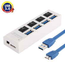 Load image into Gallery viewer, 4 Ports USB 3.0 HUB, Super Speed 5Gbps, Plug and Play, Support 1TB , 4 Ports (Black), 4 Ports (White)